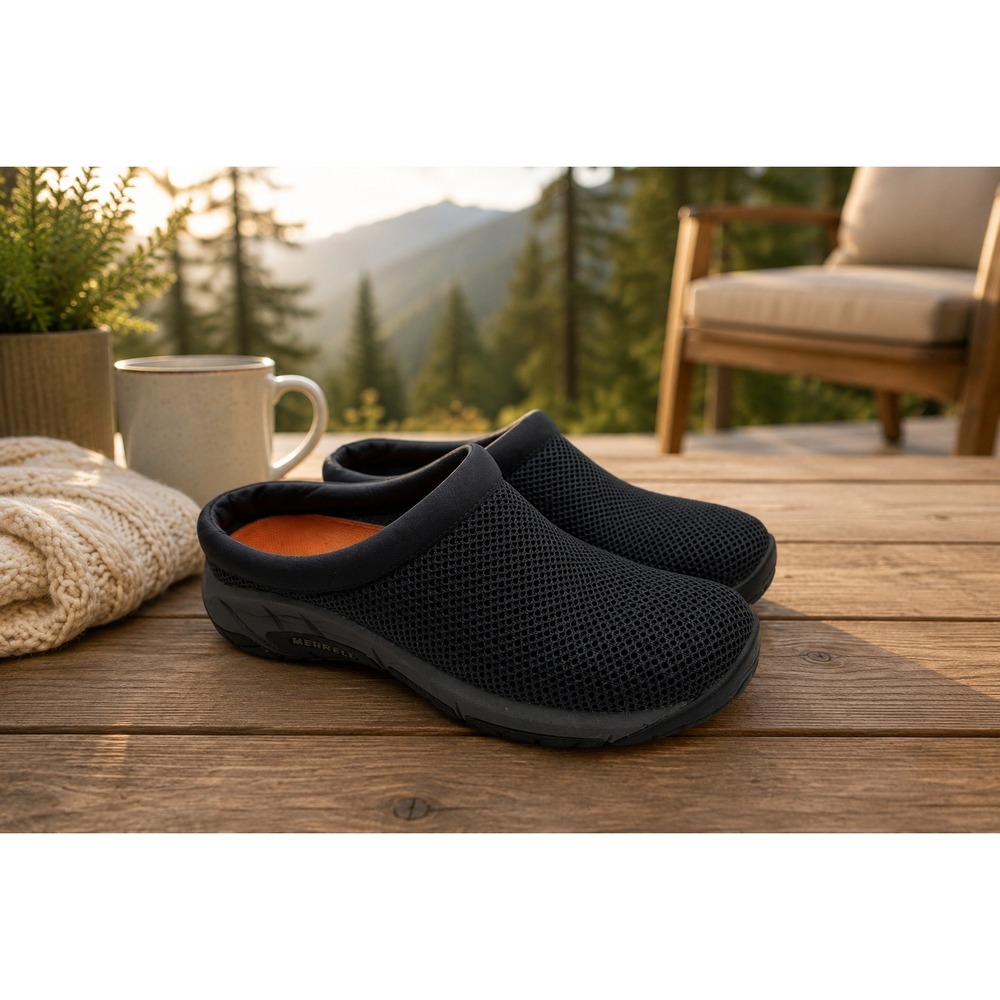 Merrell Encore Breeze 4 Womens Black Mesh Slip On Clogs Shoes J598438 Size 7.5